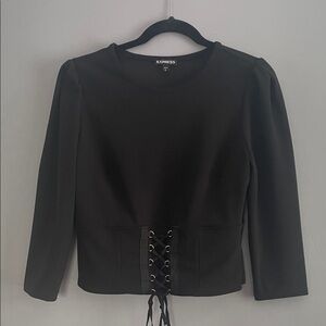 Express Black Lace-Up Blouse
